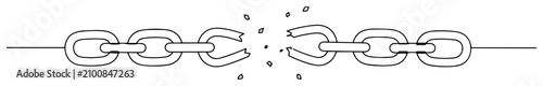 Foto Broken chain link concept outline drawing