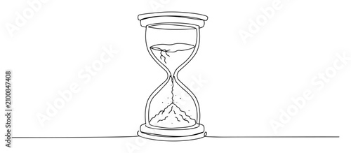 Photos Falling sand and man in hourglass monoline vector