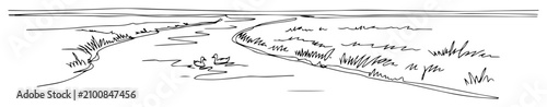Foto Dry riverbed with cracked terrain monoline vector