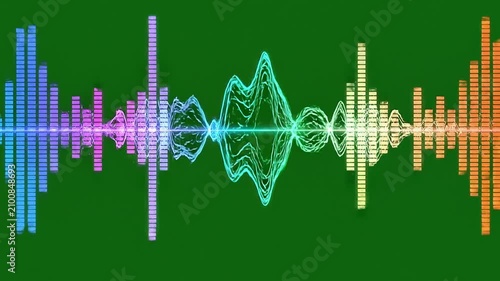 4K Gradient Music Wave Visualizer on Green Screen for Chroma Key Audio Spectrum Motion Graphics