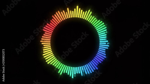 4K Neon Gradient Music Visualizer on Black Background with Audio Spectrum Motion Graphics