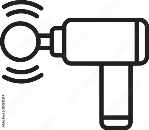Minimalist massage gun icon representing muscle recovery therapy and professional fitness equipment for sports health