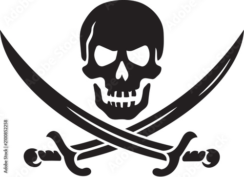 Fotografía Classic jolly roger pirate emblem with skull and crossed swords for nautical, ad