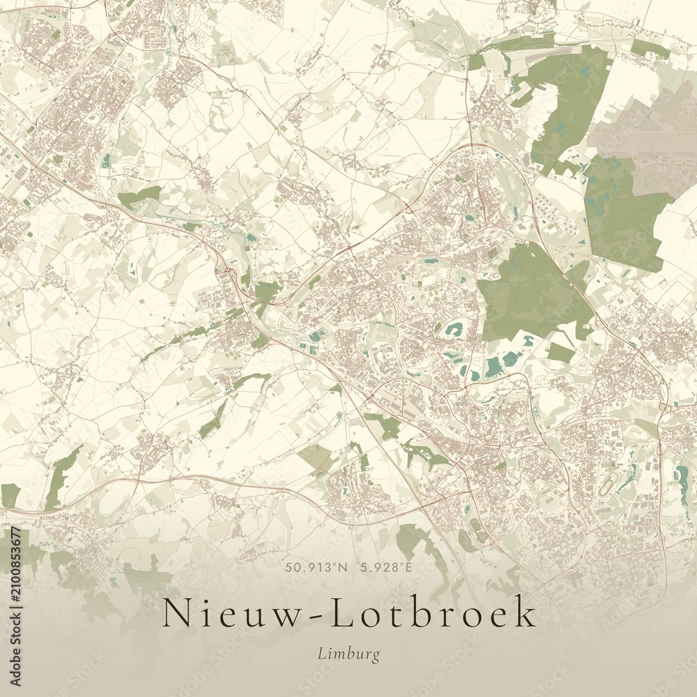 Fototapeta premium Vintage Canvas Map of Nieuw-Lotbroek, Netherlands | Scandinavian Wall Art | Historic Topographic