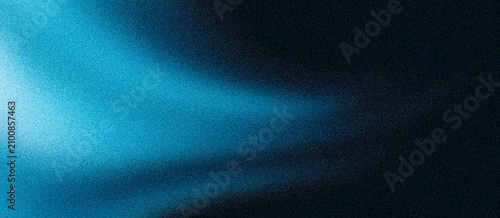 Glowing blue light blur shape on dark grain texture background with noisy effect, abstract poster header cover wallpaper banner backdrop design