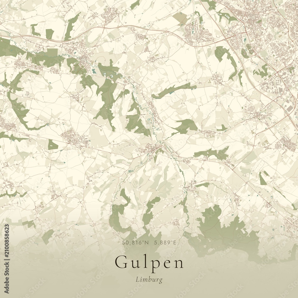 Fototapeta premium Vintage Canvas Map of Gulpen, Netherlands | Scandinavian Wall Art | Historic Topographic