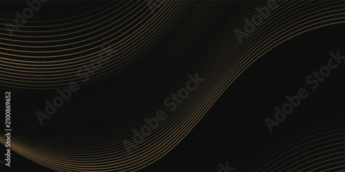 Cuadro en lienzo black and gold luxury background with dynamic wave composition