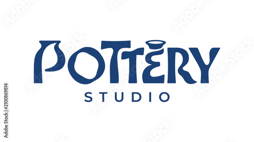Minimalist pottery studio logo with custom typography.