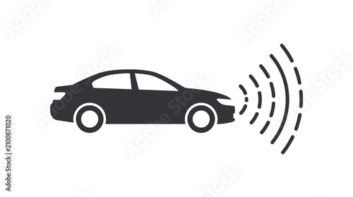 Tableau sur toile Car with proximity sensor waves icon.