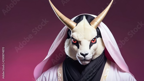Man Wearing Costume With Horns
