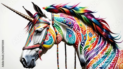 Colorful Unicorn With a Long Horn