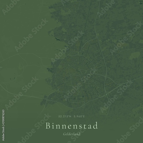 Obraz na plátně Sage Green Map of Binnenstad, Netherlands | Modern Scandinavian Wall Art