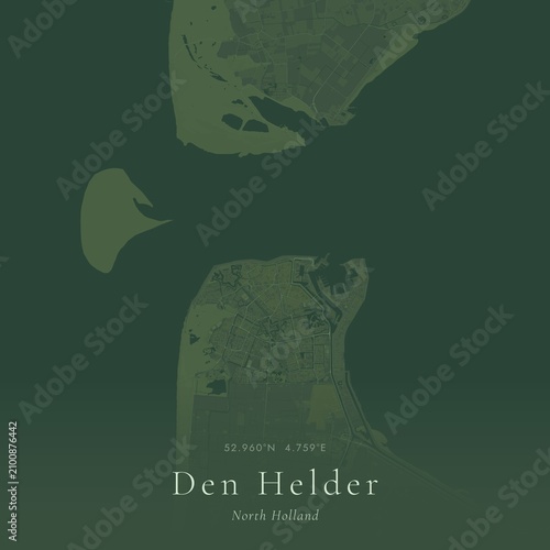 Photography Sage Green Map of Den Helder, Netherlands | Modern Scandinavian Wall Art