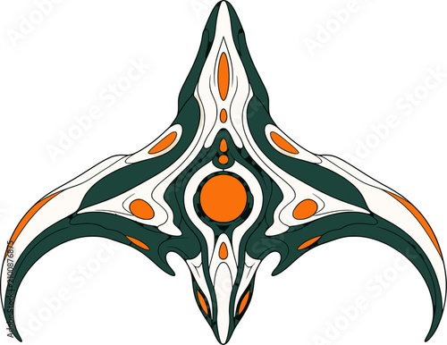 Foto Futuristic green and white alien ship spaceship, sci-fi cartoon vector illustrat