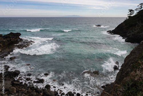 Konstfotografi Coastal scenery of Izu with Oshima Island in the distance / 遠くに伊豆大島を望む伊豆海岸の風景