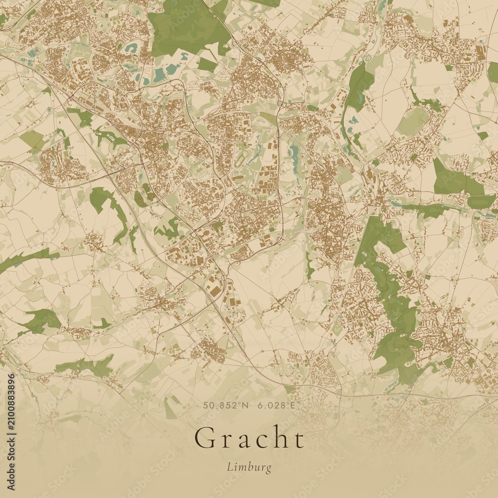 Naklejka premium Sand Tone Map of Gracht, Netherlands | Warm Neutral Wall Art