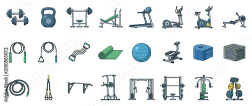 Quadro su tela Collection of Gym Equipment and Fitness Accessories