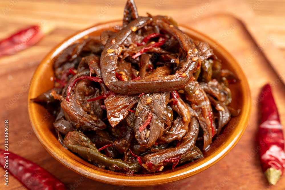 Fototapeta premium Pickled Dried Eggplant with Chili
