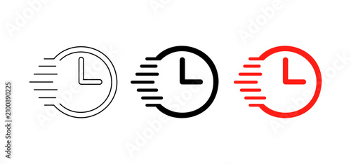 Foto Fast time clock icon design, speedy delivery symbol, quick service vector, rapid