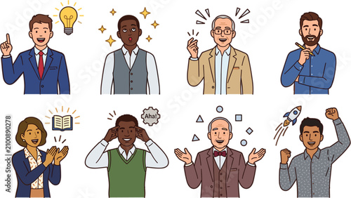 Foto Business people character vector set showing eureka moments idea generation crea