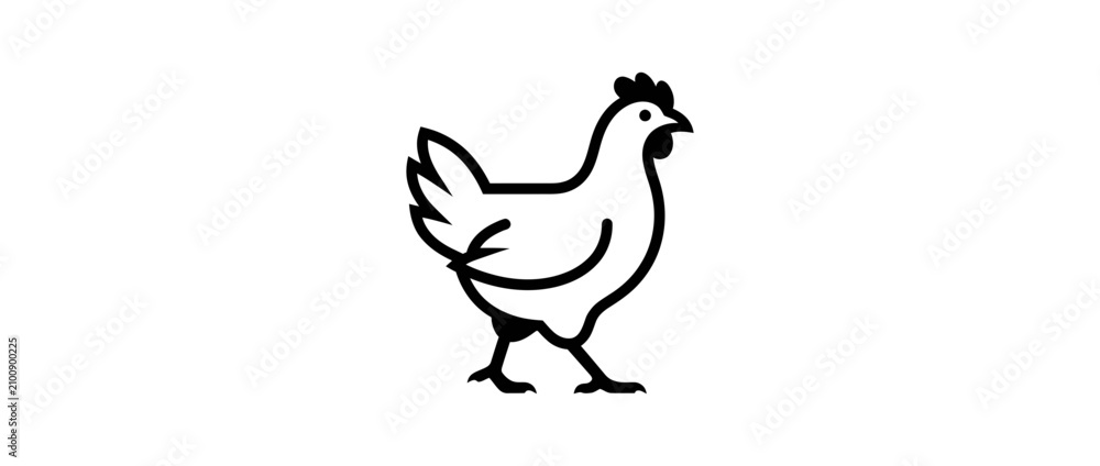 Naklejka premium Simple Line Art Chicken Icon on White Background