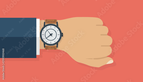 Photos Wristwatch worn on a human arm indicates the importance of time management in a professional business setting