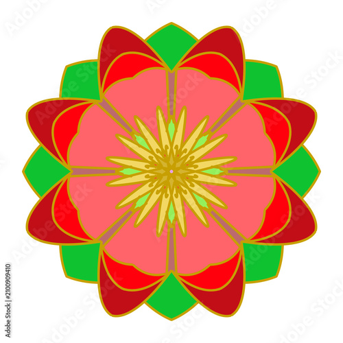 red flower with green leaves