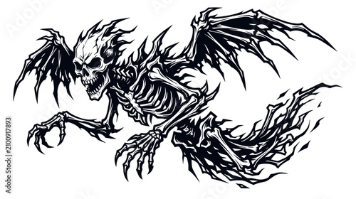 Obraz na płótnie Winged Skeleton Fiend Illustration