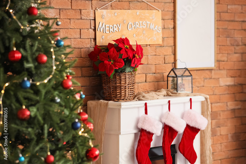 Christmas tree and fireplac...