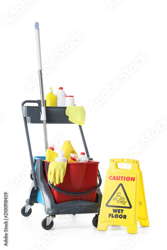 Cleaning service cart with ...