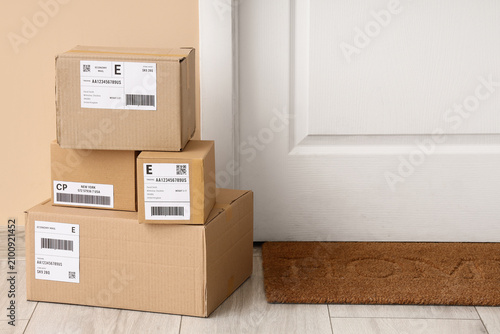 Stack of cardboard delivery...