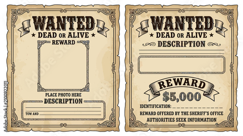 фотографія Vintage Wanted Poster Template with Reward Information