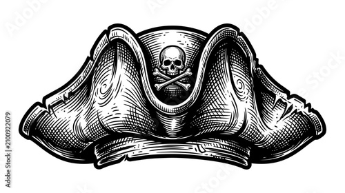 Konstfotografi Engraved Pirate Hat with Skull and Crossbones Icon