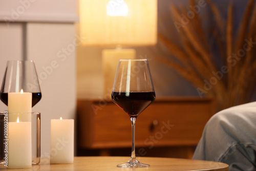 Glass of red wine with burn...