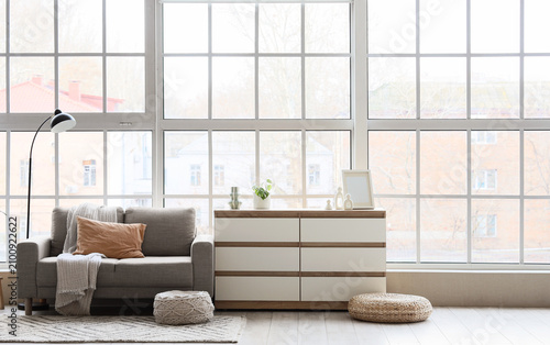 Interior of room with sofa,...