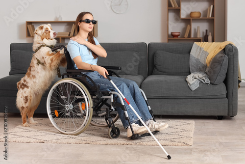 Blind young woman in wheelc...