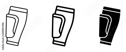 Sports Compression Sleeve Icons, Athletic Leg Brace Vector Graphics, Protective Gear Set