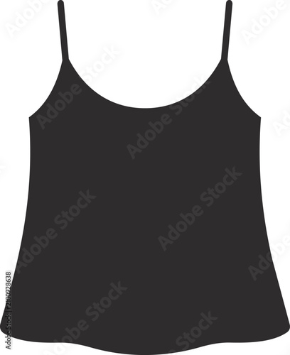 Obraz na płótnie Simple black women’s camisole icon with thin straps and a relaxed fit, ideal for