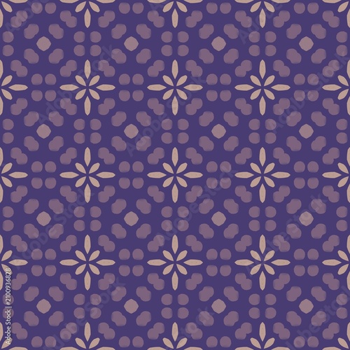 Canvas Print Elegant floral motifs repeat on deep purple background