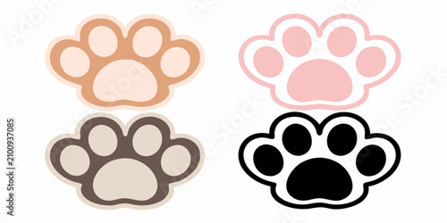 Bild auf Leinwand Four Stylized Paw Prints Vector Illustration With Colored Outlines
