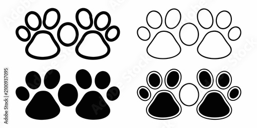 Quadro su tela Four Monochrome Paw Print Designs On White Background