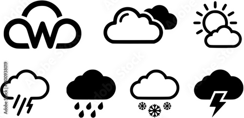 Weather icons set, Weather isolated on a white background. Clouds logo and sign, vector illustration
