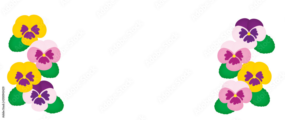 Fototapeta premium パンジーのイラスト背景素材|デコレーション向け素材/Pansy illustration background asset