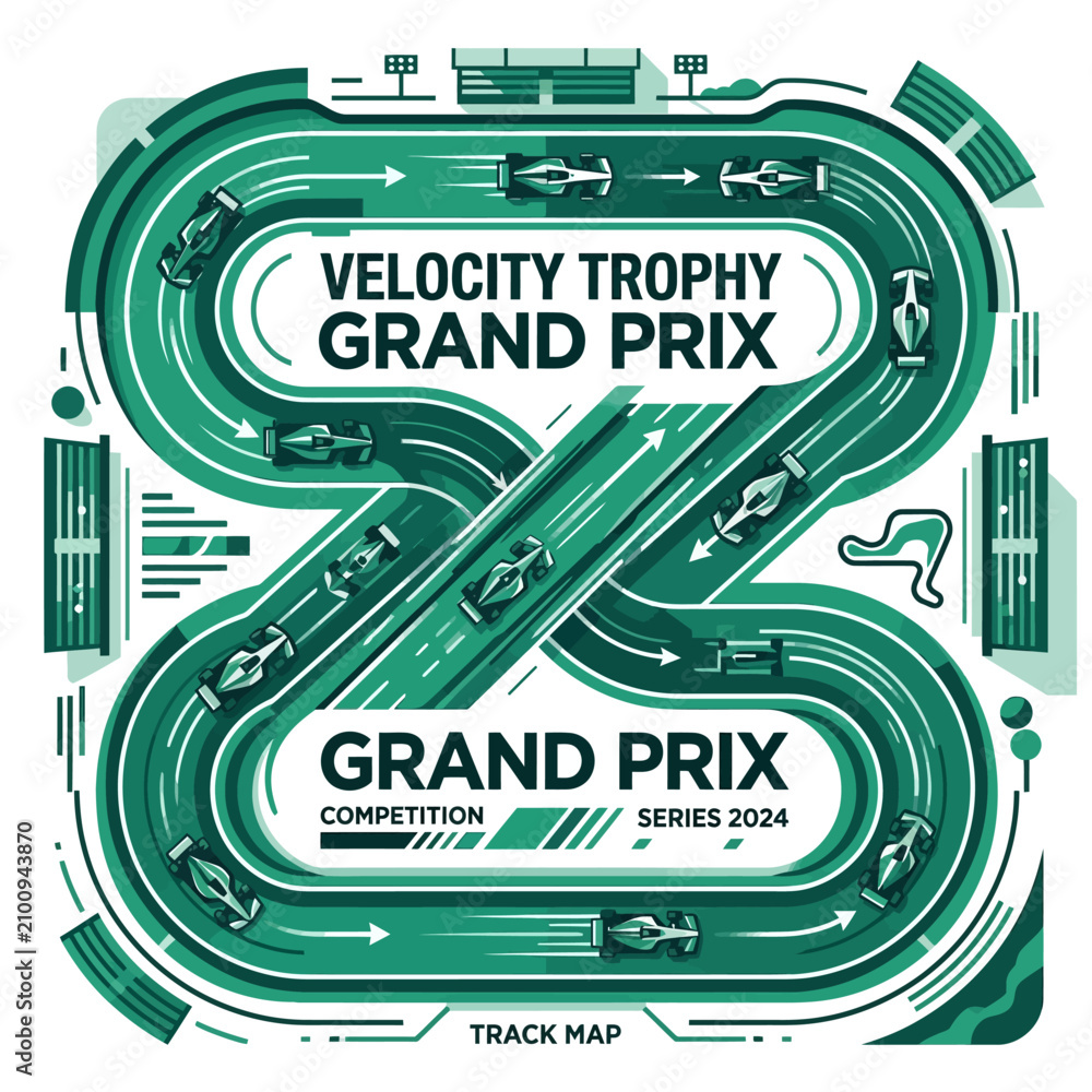 Obraz premium Velocity Trophy Grand Prix Competition Exciting Motorsport Race Track Illustration