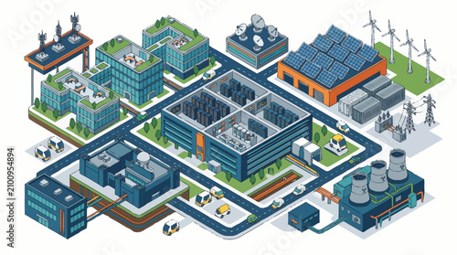 Foto Industrial Factory Complex With Buildings.