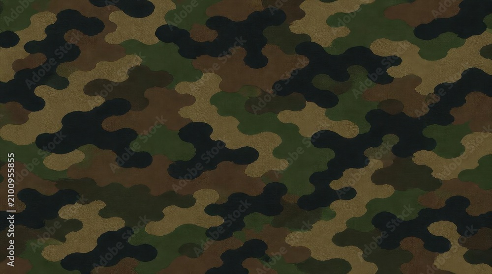 Fototapeta premium Camouflage pattern in green brown and black colors.