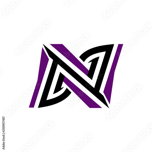 Geometric N Letterform With Modern Abstract Design Elements
