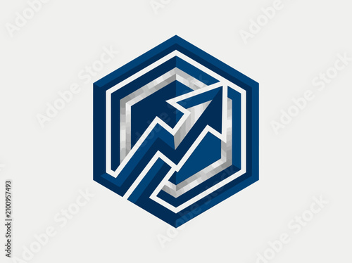 Geometric Hexagon With Upward Arrow Abstract Design