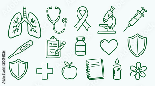 Canvastavla Collection of medical icons and symbols representing healthcare, science, and well-being