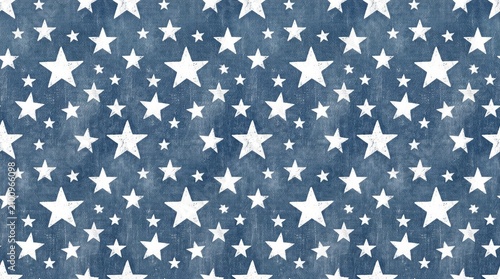 American pattern navy blue fabric with white stars texture american background patriotic seamless geometric decoration